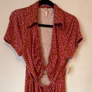 NWT Free People Dress Mini Pink and Rust